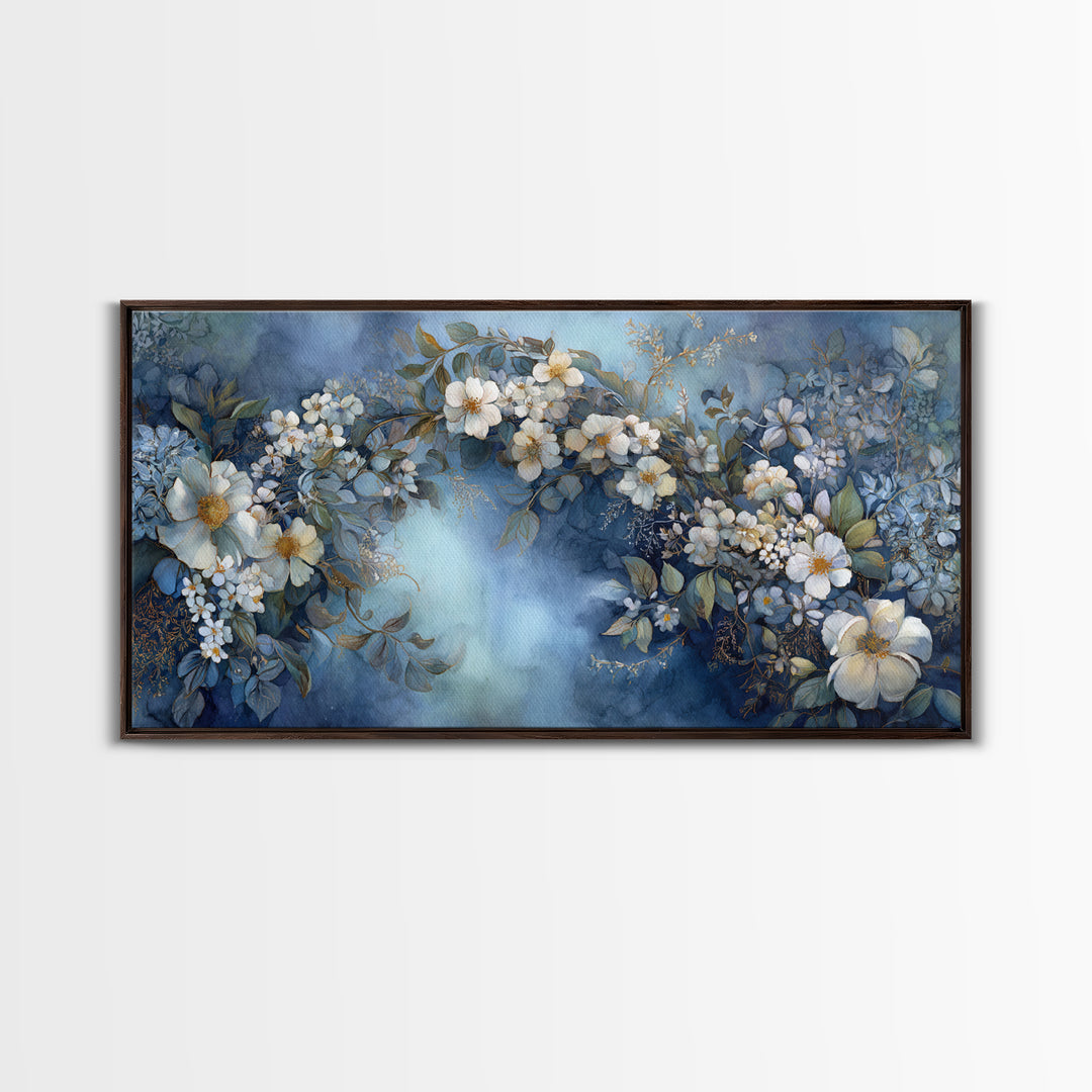 Romantic Garden Arch Covered Framed Canvas Print, Wedding Art, Neutral Decor, Living Room Decor, Oil Painting, Romance, WED-2x1-30