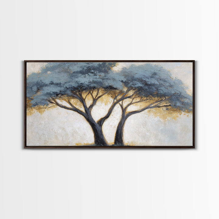 Two Intertwined Trees as Symbolic Artwork Framed Canvas Print, Wedding Art, Wedding Gift, Living Room Decor, Fine Art, Romance, WED-2x1-43