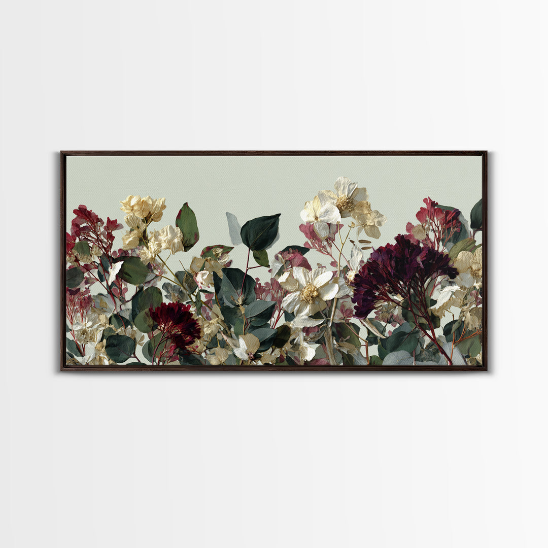 Pressed Flowers from a Wedding Bouquet Canvas Print, Wedding Art, Wedding Table Decor, Living Room Decor, Fine Art, Romance, WED-2x1-76