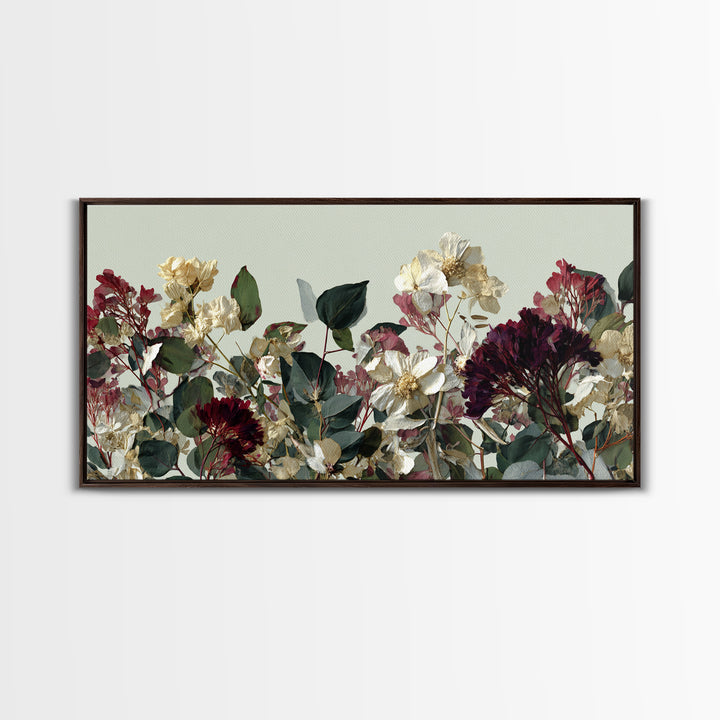 Pressed Flowers from a Wedding Bouquet Canvas Print, Wedding Art, Wedding Table Decor, Living Room Decor, Fine Art, Romance, WED-2x1-76
