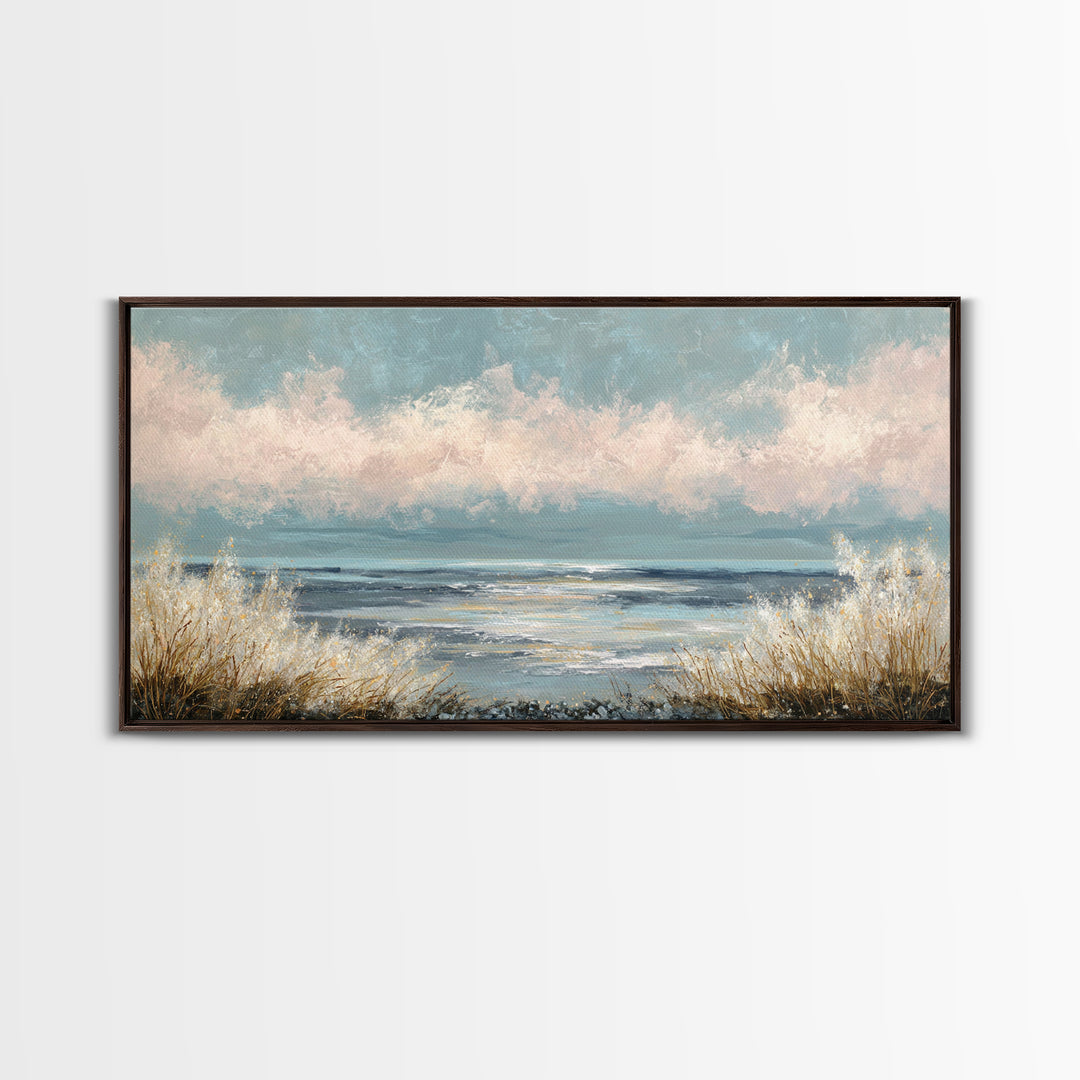 Blush Cloudscape with Dreamy Atmosphere Framed Canvas Print, Wedding Art, Room Decor, Living Room Decor, Fine Art, Romance, WED-2x1-83