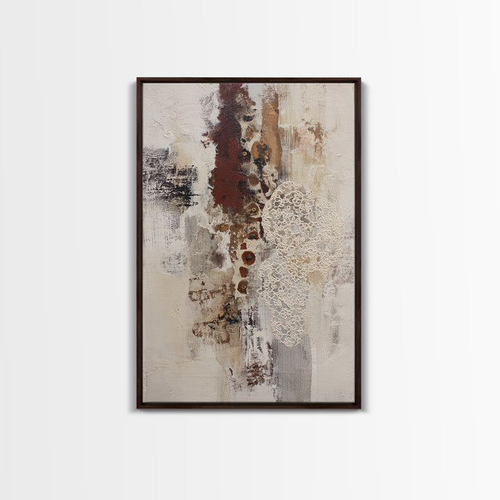 Lace Pattern Ivory Abstraction Framed Canvas Print, Wedding Art, Downloadable Art, Living Room Decor, Abstract Art, Romance, WED-2x3-3