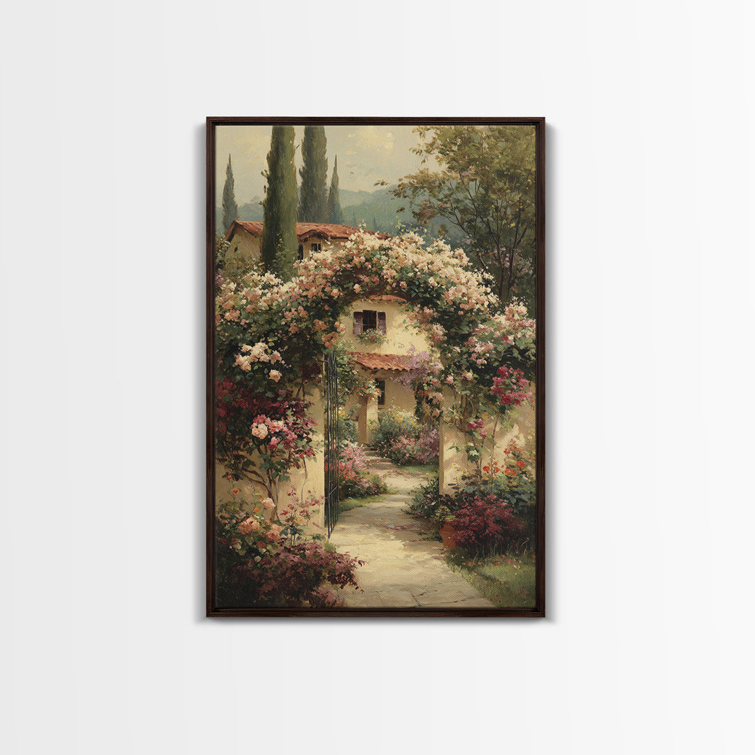 Romantic Garden Arch Covered Framed Canvas Print, Wedding Art, Modern Decor, Living Room Decor, Fine Art, Romance, Wedding Gift, WED-2x3-42