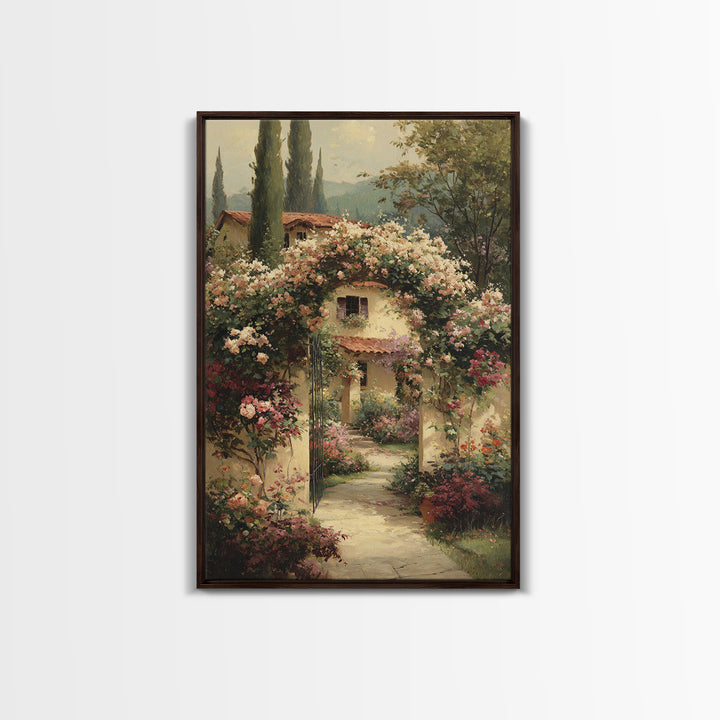 Romantic Garden Arch Covered Framed Canvas Print, Wedding Art, Modern Decor, Living Room Decor, Fine Art, Romance, Wedding Gift, WED-2x3-42