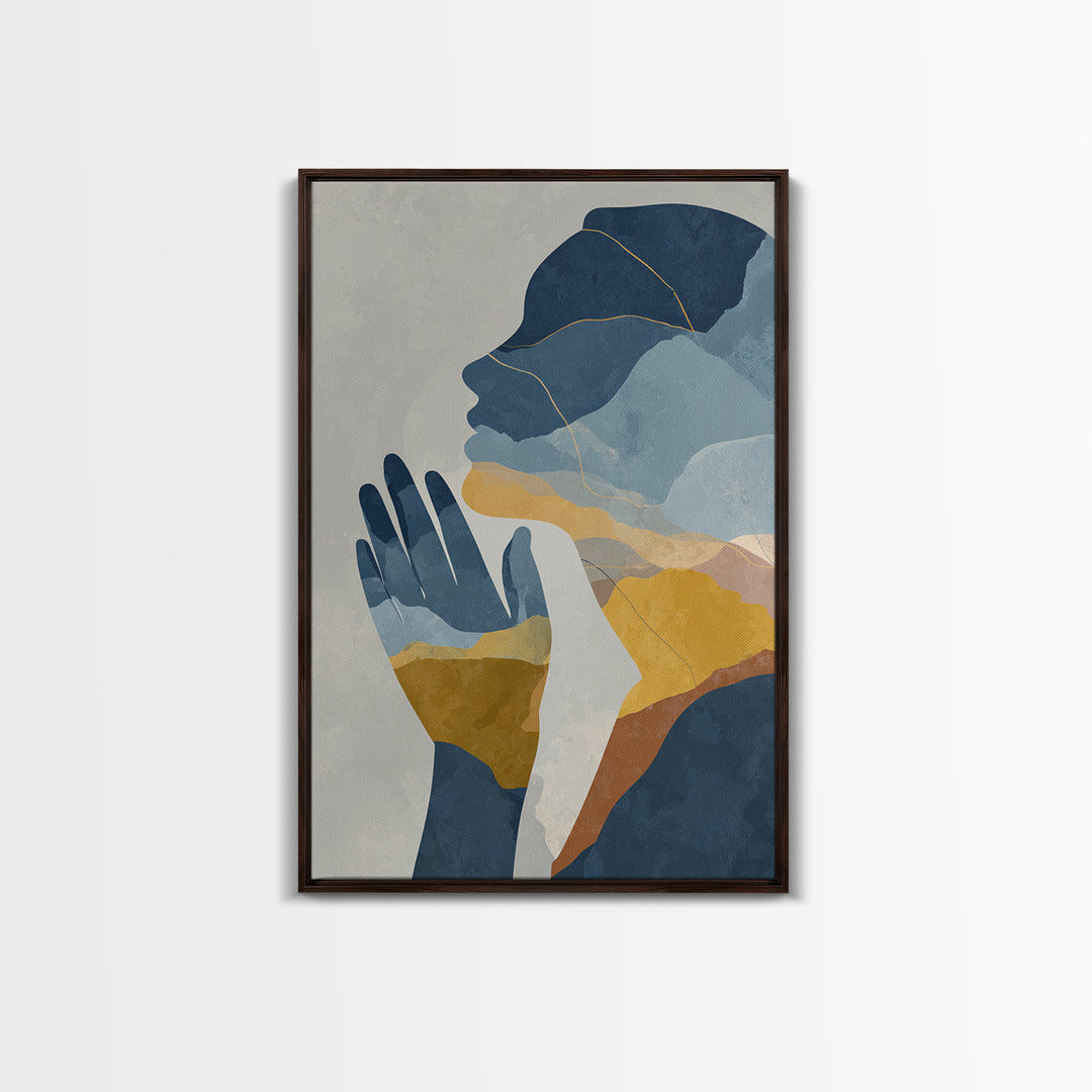 Hands Nearly Touching Framed Canvas Print, Wedding Art, Wedding Painting, Living Room Decor, Abstract Art, Romance, WED-2x3-48