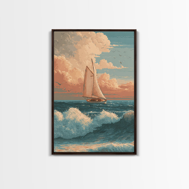 Honeymoon Coastal Sunset Canvas Print, Wedding Art, Minimalist Decor, Living Room Decor, Fine Art, Romance, Custom Painting, WED-2x3-49