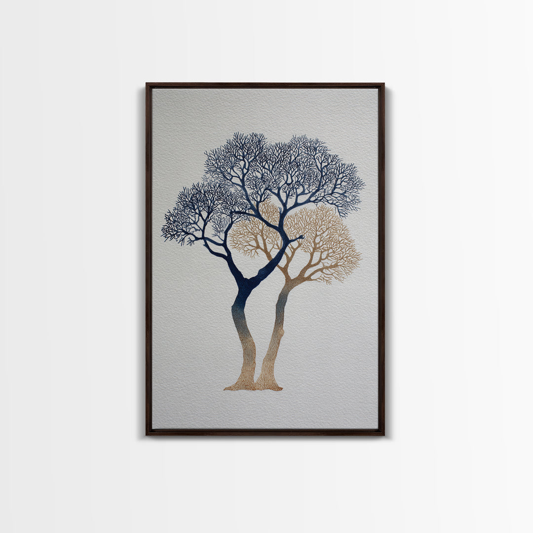 Two Intertwined Trees as Symbolic Artwork Framed Canvas Print, Wedding Art, Wedding Stationery, Living Room Decor, Romance, WED-2x3-55
