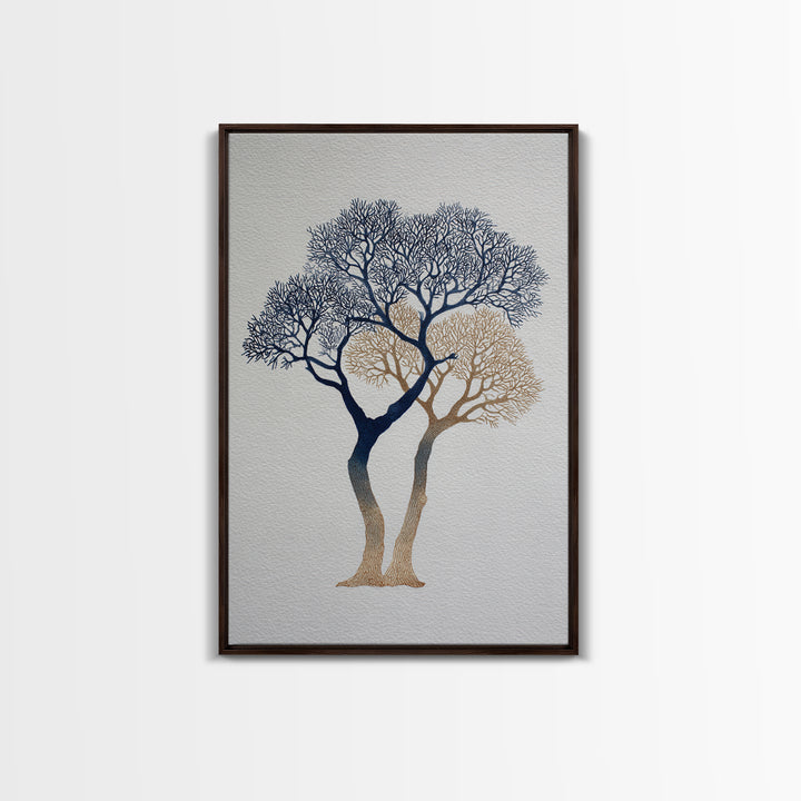 Two Intertwined Trees as Symbolic Artwork Framed Canvas Print, Wedding Art, Wedding Stationery, Living Room Decor, Romance, WED-2x3-55