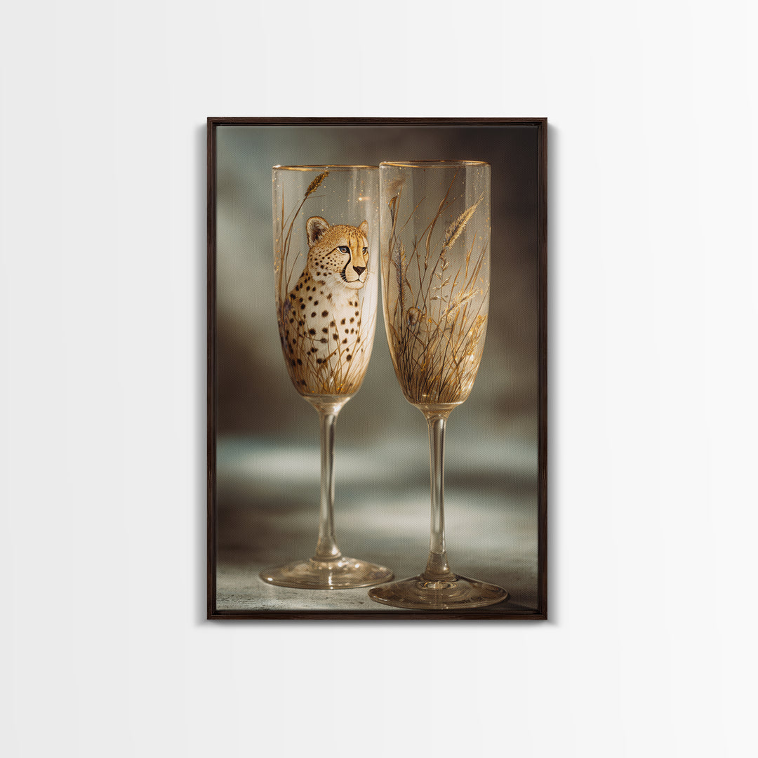 Champagne Glasses with Delicate Sparkle Canvas Print, Wedding Art, Art, Living Room Decor, Abstract Art, Romance, WED-2x3-62