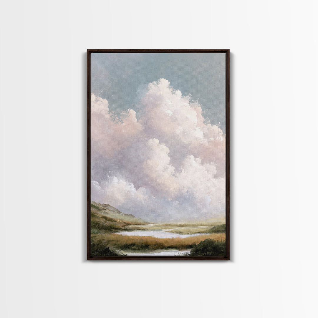Blush Cloudscape with Dreamy Atmosphere Canvas Print, Wedding Art, Wedding Guest Book, Living Room Decor, Oil Painting, Romance, WED-2x3-95