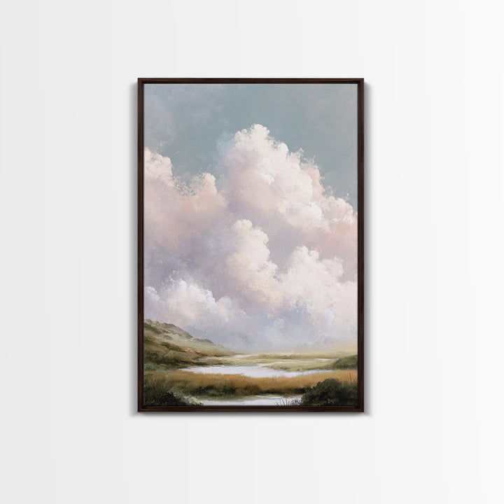 Blush Cloudscape with Dreamy Atmosphere Canvas Print, Wedding Art, Wedding Guest Book, Living Room Decor, Oil Painting, Romance, WED-2x3-95