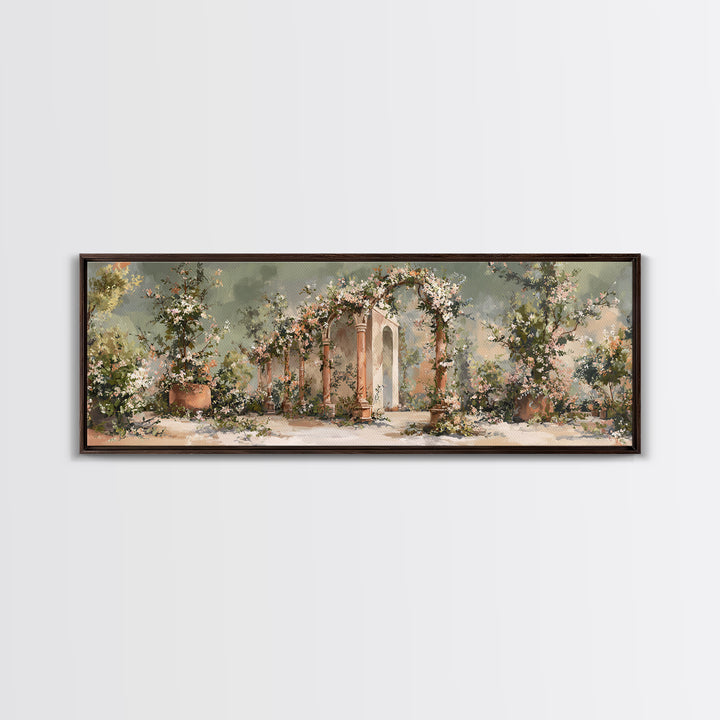 Romantic Garden Arch Covered Canvas Print, Wedding Art, Wedding Guest Book, Living Room Decor, Romance, Rustic Wedding, WED-3x1-26