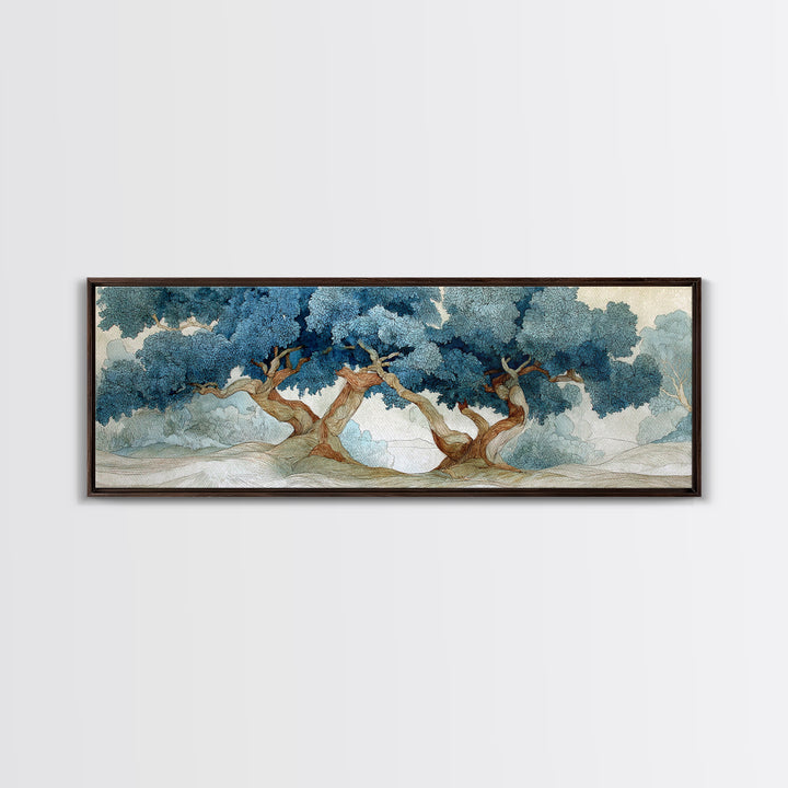 Two Intertwined Trees as Symbolic Artwork Canvas Print, Wedding Art, Home Decor, Living Room Decor, Fine Art, Romance, WED-3x1-39