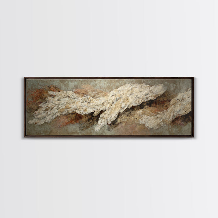 Bridal Veil Texture Abstract Framed Canvas Print, Wedding Art, Contemporary Art, Living Room Decor, Fine Art, Romance, WED-3x1-47