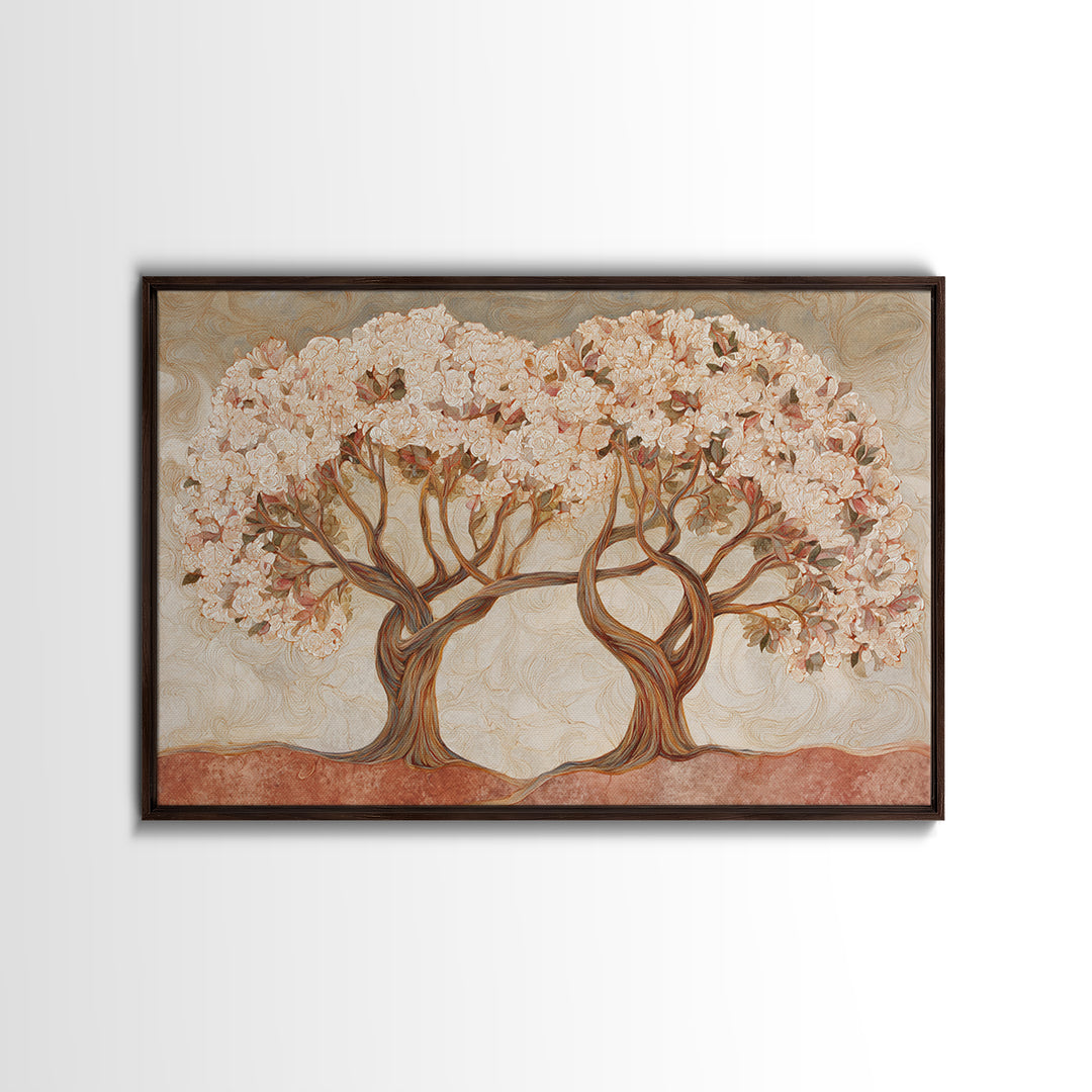 Two Intertwined Trees as Symbolic Artwork Canvas Print, Wedding Art, Wedding Guestbook, Living Room Decor, Fine Art, Romance, WED-3x2-51