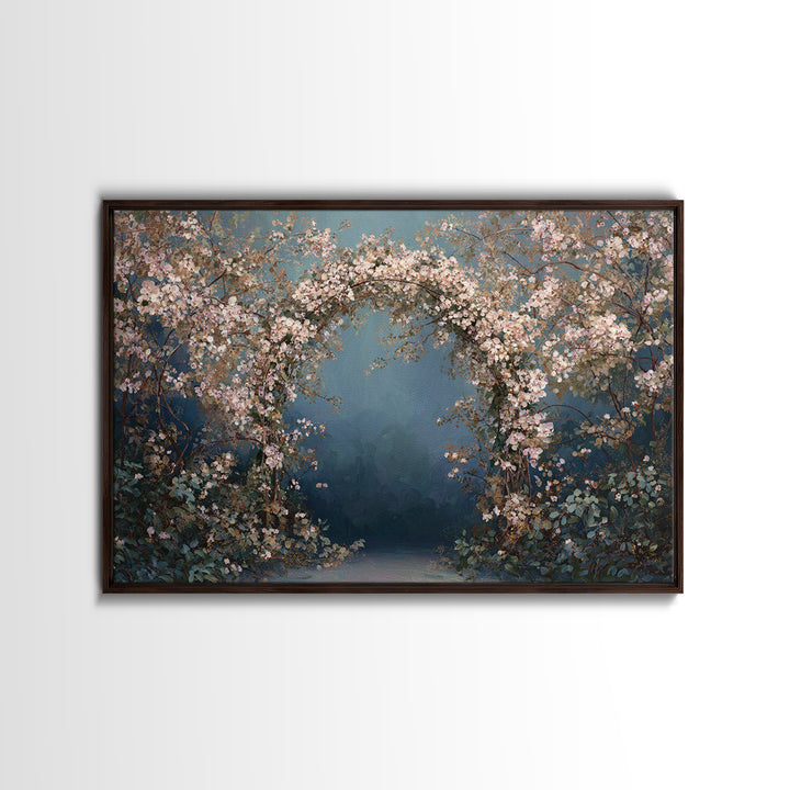 Romantic Garden Arch Covered Canvas Print, Wedding Art, Wedding Sign, Living Room Decor, Watercolor Art, Romance, WED-3x2-62