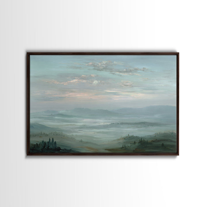 Blush Cloudscape with Dreamy Atmosphere Framed Canvas Print, Wedding Art, Modern Decor, Living Room Decor, Oil Painting, WED-3x2-91