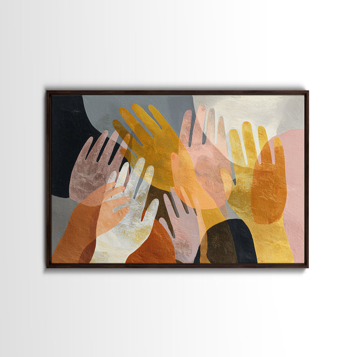 Hands Nearly Touching Framed Canvas Print, Wedding Art, Personalized Wedding, Living Room Decor, Abstract Art, Romance, WED-3x2-92