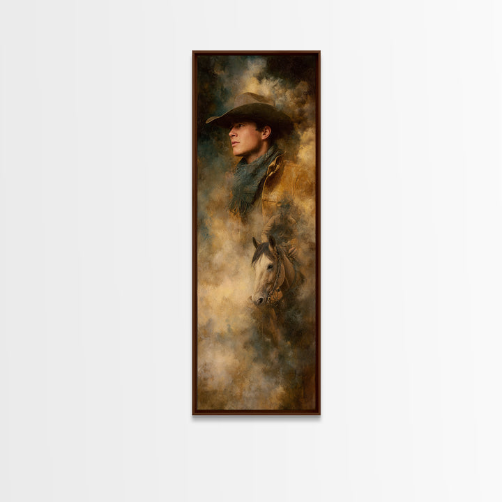Cowboy Campfire under Starry Sky Canvas Print, Western Art, Western Wall Decor, Southwestern Decor, Fine Art, Frontier, WES-1x3-2