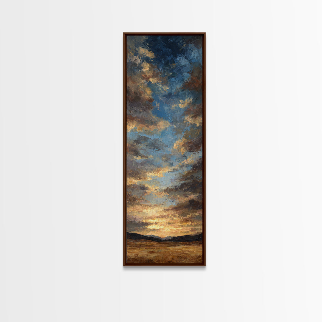 Cowboy Campfire under Starry Sky Framed Canvas Print, Western Art, Fine Art Print, Southwestern Decor, Fine Art, Frontier, WES-1x3-50