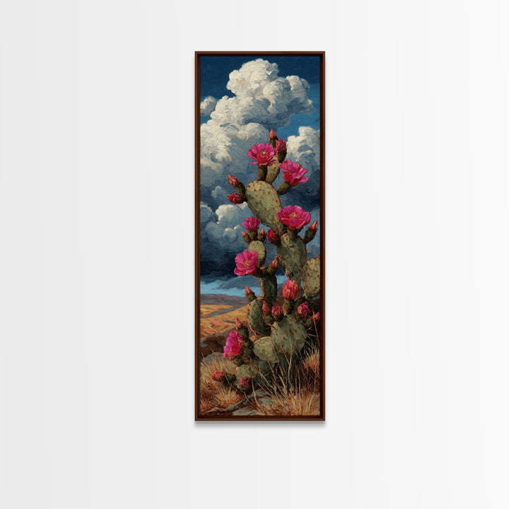 Prickly Pear Cactus Framed Canvas Print, Western Art, Native American Art, Southwestern Decor, Oil Painting, Frontier, WES-1x3-76