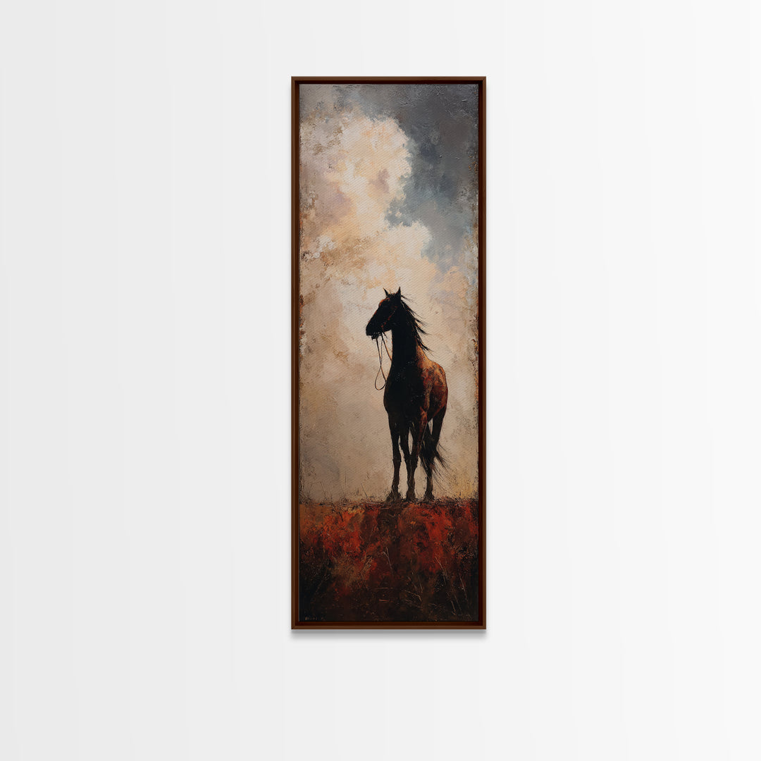 Buffalo Silhouette Beneath Enormous Sky Framed Canvas Print, Western Art, Western Prints, Southwestern Decor, Frontier, WES-1x3-92