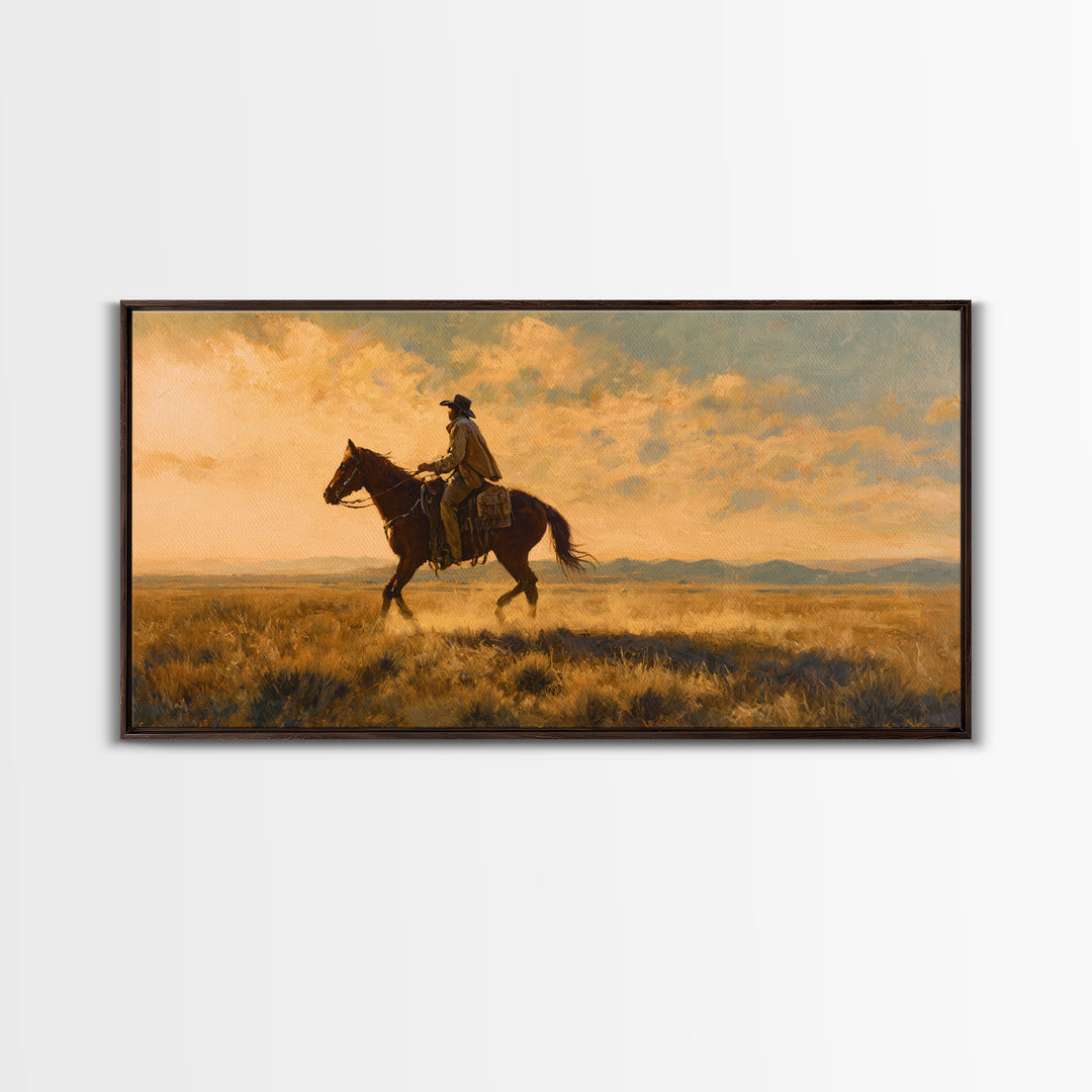 Train Crossing Western Plains Framed Canvas Print, Western Art, Original Art, Southwestern Decor, Fine Art, Frontier, WES-2x1-43