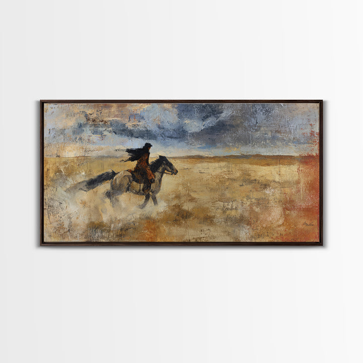 Train Crossing Western Plains Framed Canvas Print, Western Art, Farmhouse Decor, Southwestern Decor, Fine Art, Frontier, WES-2x1-91