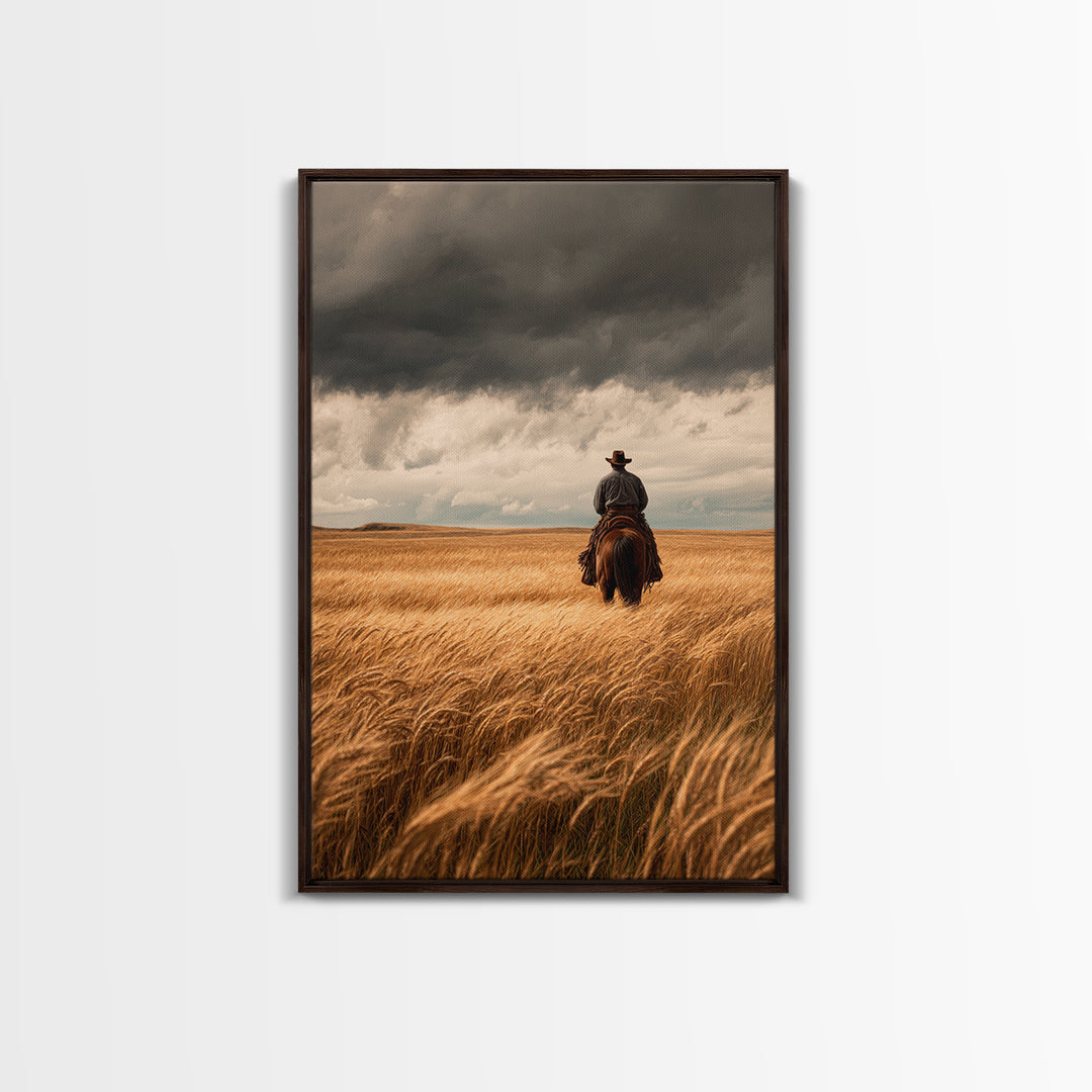 Golden Wheat Field Canvas Print, Western Art, Statement Artwork, Southwestern Decor, Fine Art, Frontier, Painting, Art Print, WES-2x3-32