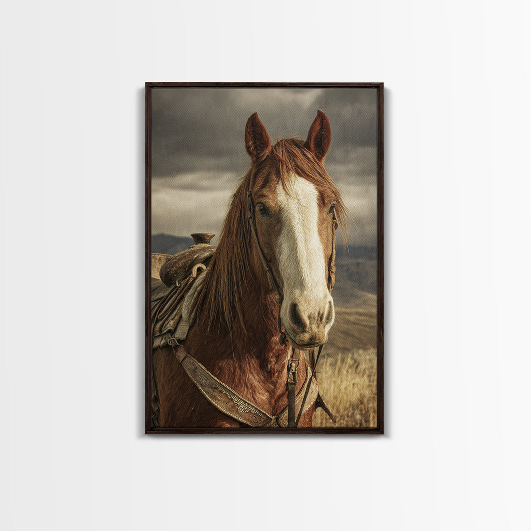 Wagon Wheel and Desert Sunset Framed Canvas Print, Western Art, Art, Southwestern Decor, Fine Art, Frontier, Western Wall Art, WES-2x3-52