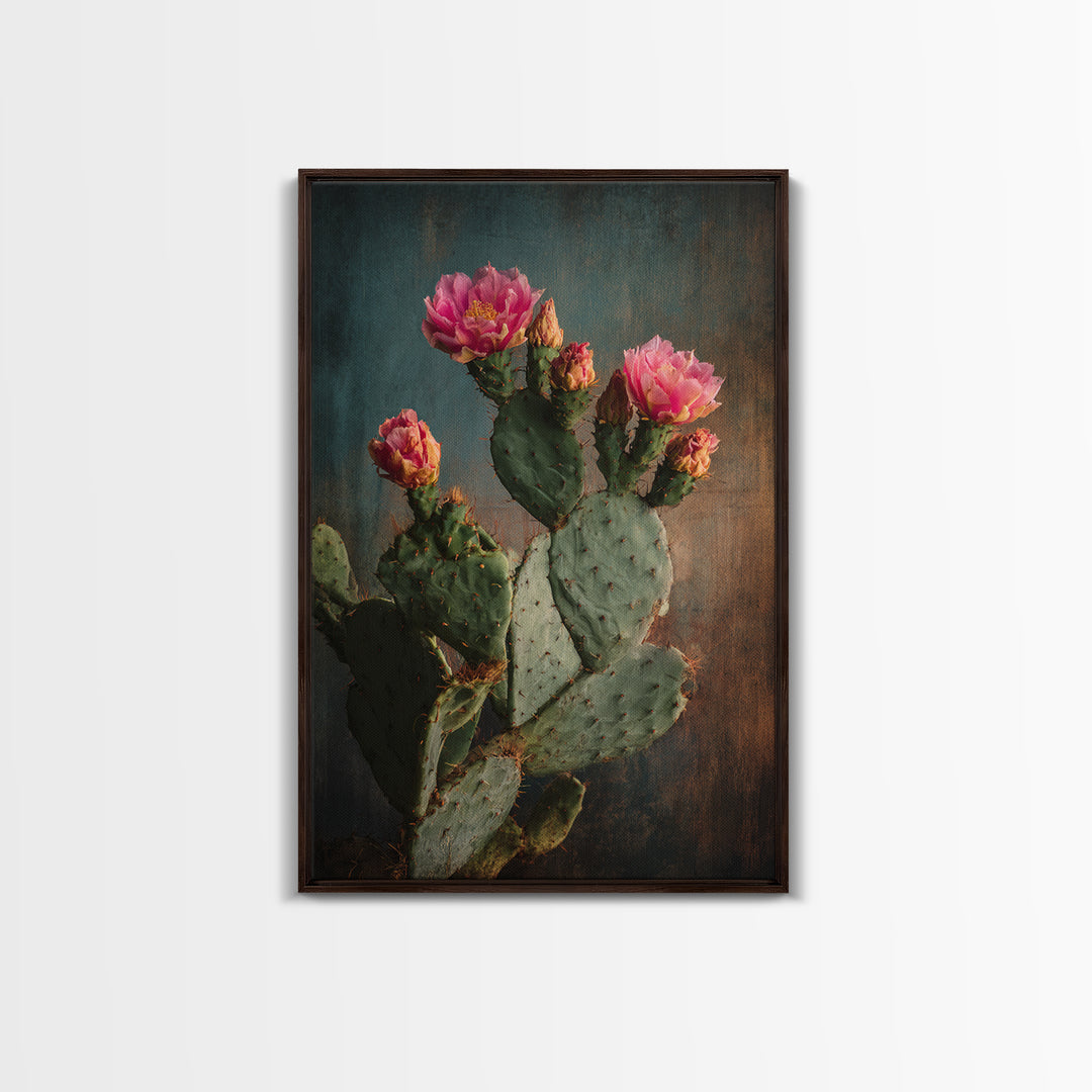 Prickly Pear Cactus Canvas Print, Western Art, Oil Painting, Southwestern Decor, Frontier, Digital Download Art, Landscape, WES-2x3-72