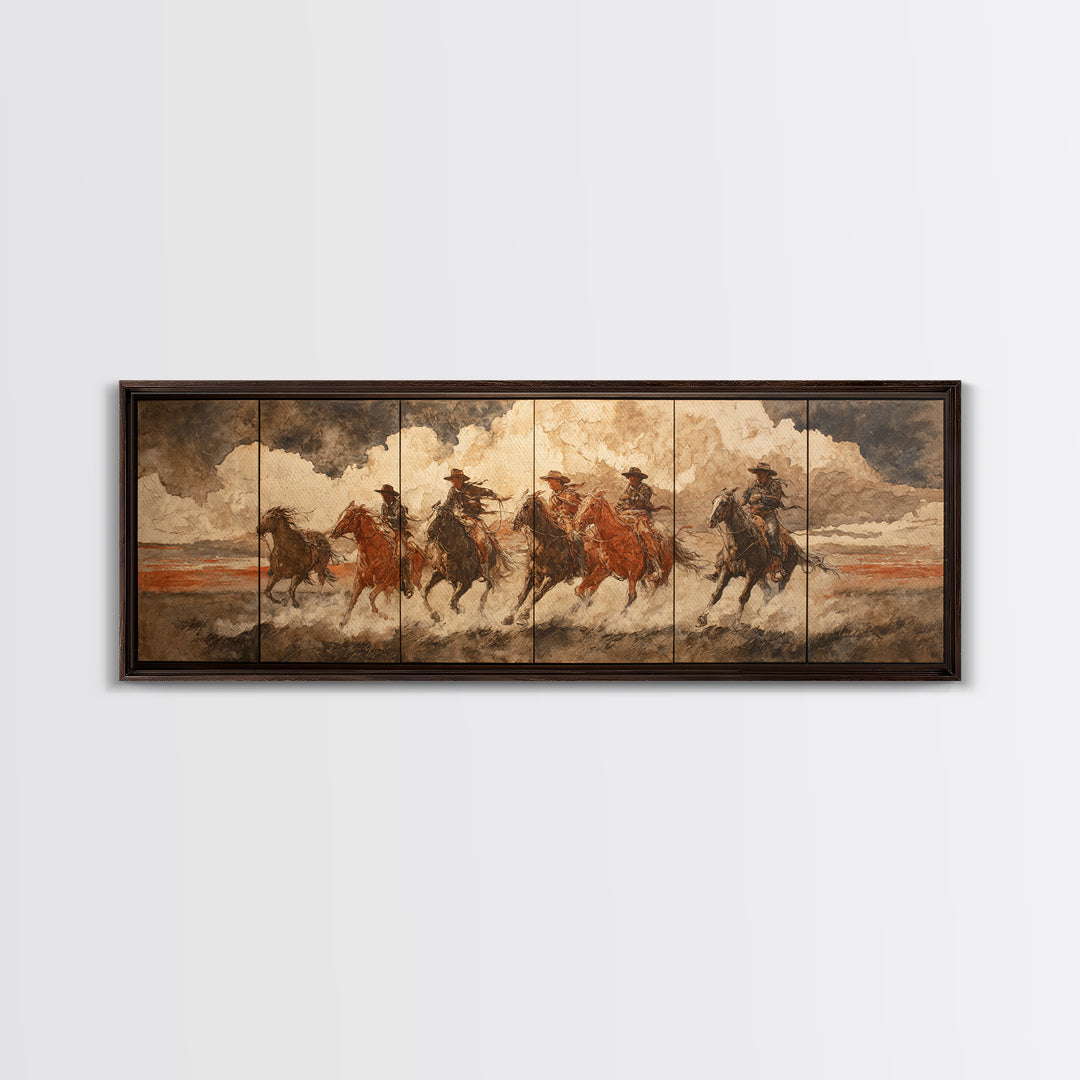 Sun Bleached Ranch Gate Framed Canvas Print, Western Art, Western Wall Art, Southwestern Decor, Watercolor Art, Frontier, WES-3x1-79