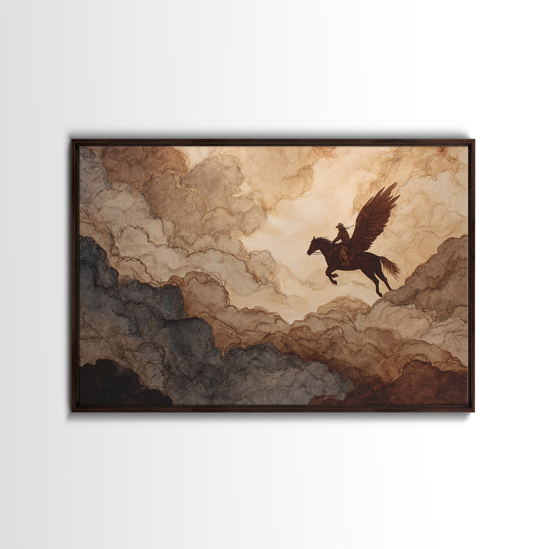 Eagle Flying Above Mountain Ridge Canvas Print, Western Art, Horse Wall Art, Southwestern Decor, Frontier, Luxury Decor, WES-3x2-17