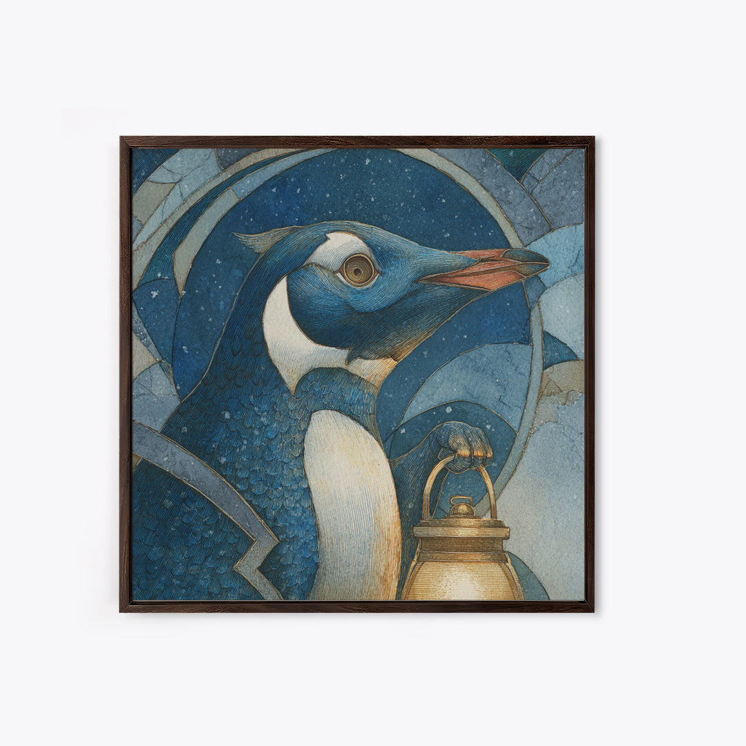 Penguin Holding a Lantern Canvas Print, Whimsical Art, Gallery Decor, Living Room Decor, Fine Art, Wonder, Wall Art, Home Decor, WHI-1x1-17
