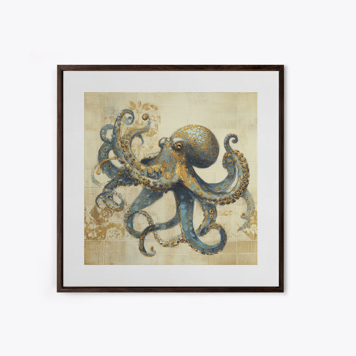 Octopus Conductor with Tiny Instruments Canvas Print, Whimsical Art, Dark Academia Decor, Living Room Decor, Fine Art, Wonder, WHI-1x1-18