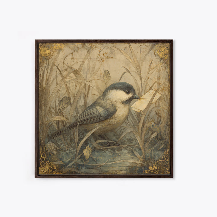 Bird Delivering a Tiny Love Letter Canvas Print, Whimsical Art, Nursery Wall Art, Living Room Decor, Fine Art, Wonder, WHI-1x1-23