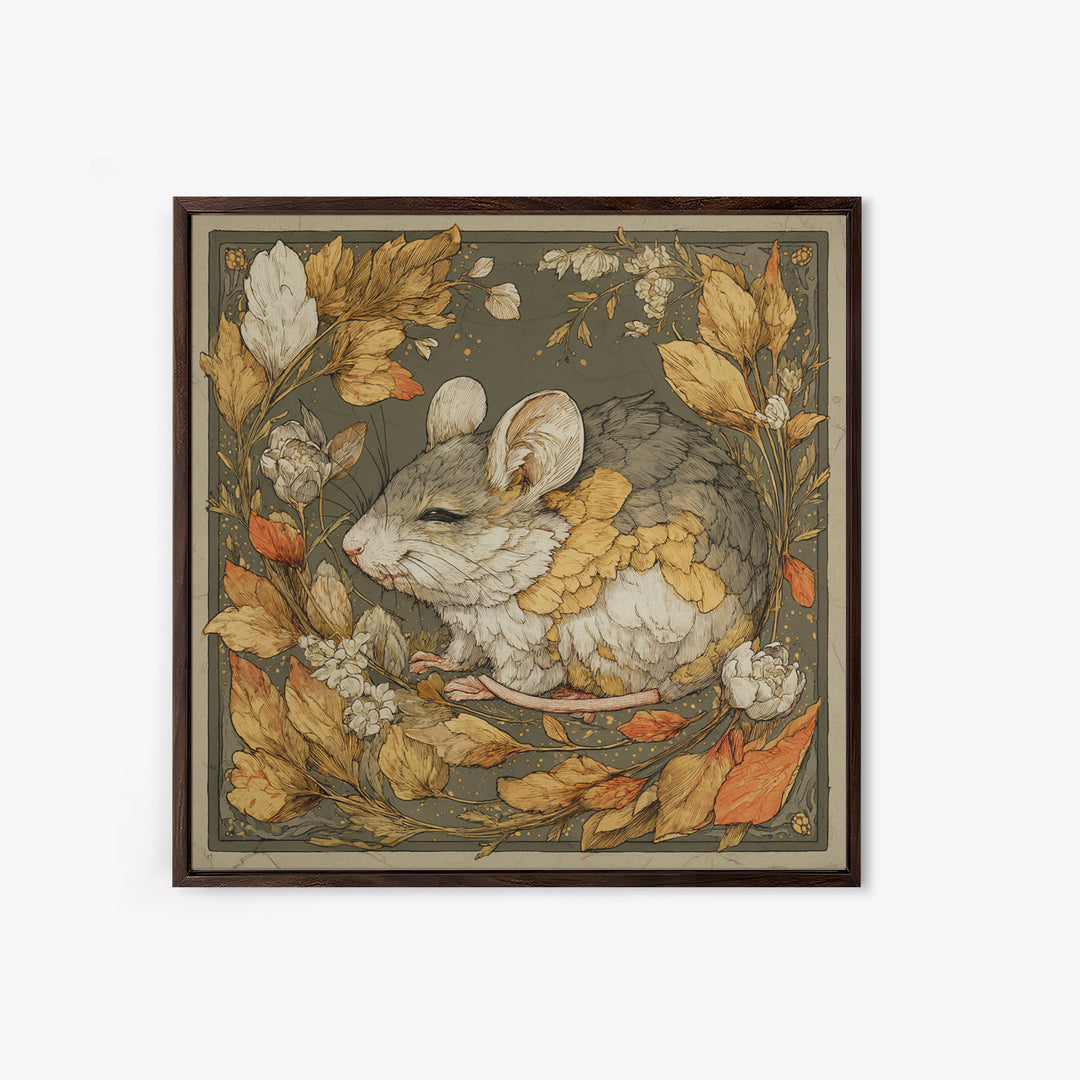 Mouse Ballerina in a Rose Garden Canvas Print, Whimsical Art, Abstract Wall Art, Living Room Decor, Watercolor Art, Wonder, WHI-1x1-35