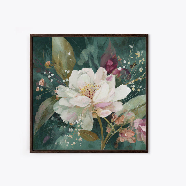 Magical Umbrella Raining Flowers Framed Canvas Print, Whimsical Art, Nursery Wall Art, Living Room Decor, Fine Art, Wonder, WHI-1x1-44