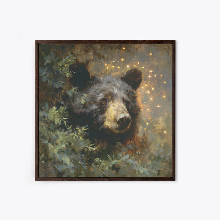 Bear Painting Stars Onto the Night Sky Canvas Print, Whimsical Art, Prints, Living Room Decor, Fine Art, Wonder, Printable Art, WHI-1x1-81