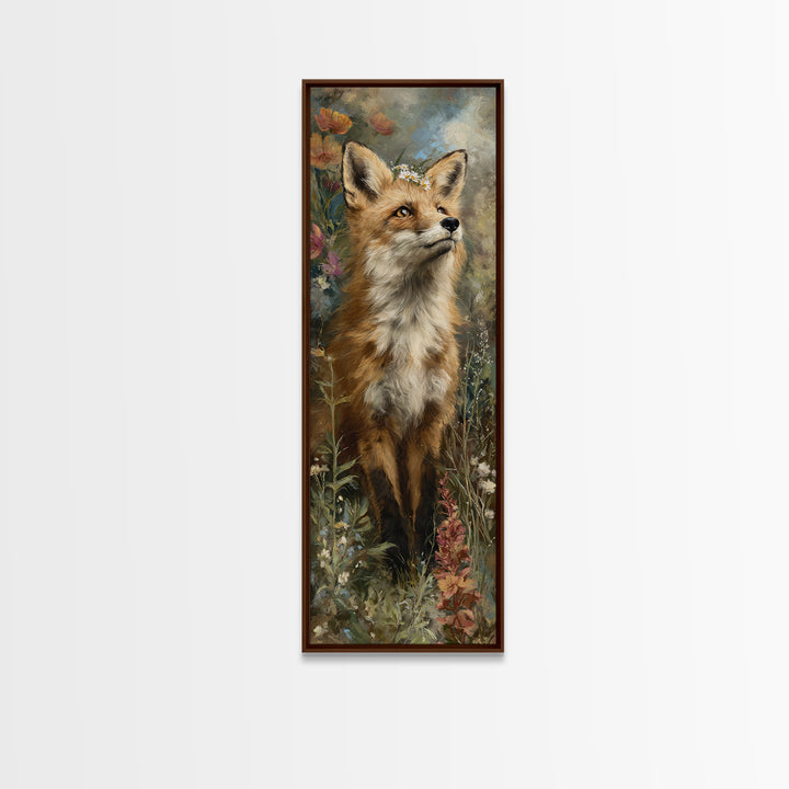 Fox Wearing a Tiny Crown Canvas Print, Whimsical Art, Minimalist Decor, Living Room Decor, Oil Painting, Wonder, WHI-1x3-13