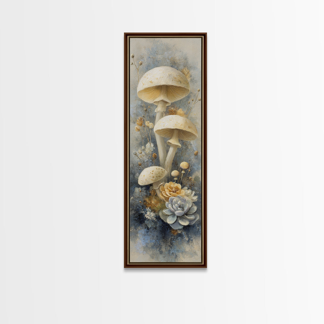 Teacup Garden with Tiny Mushrooms Canvas Print, Whimsical Art, Home Decor, Living Room Decor, Fine Art, Wonder, Digital Print, WHI-1x3-16