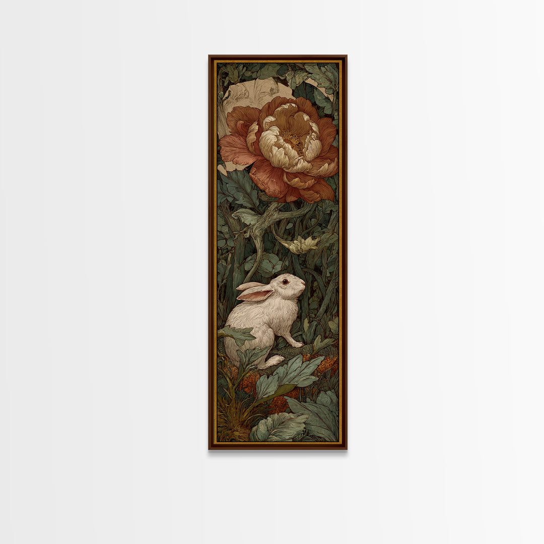 Rabbit Reading Beneath a Giant Flower Canvas Print, Whimsical Art, Wall Decor, Living Room Decor, Wonder, Printable Art, WHI-1x3-17