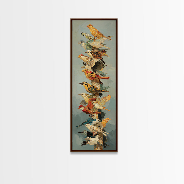 Floating House Carried by Colorful Birds Framed Canvas Print, Whimsical Art, Framed Wall Art, Living Room Decor, Wonder, WHI-1x3-19