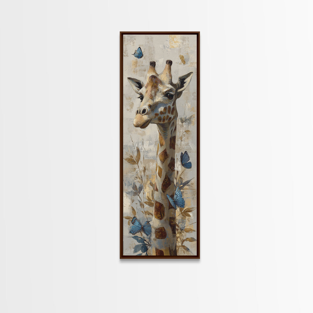 Giraffe with Scarf and Butterflies Canvas Print, Whimsical Art, Nursery Art, Living Room Decor, Fine Art, Wonder, WHI-1x3-22