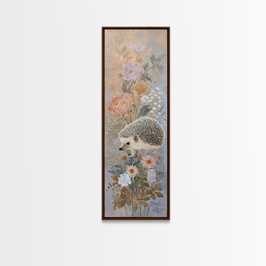 Hedgehog Carrying Wildflowers Canvas Print, Whimsical Art, Whimsical, Living Room Decor, Watercolor Art, Wonder, Nursery Art, WHI-1x3-27