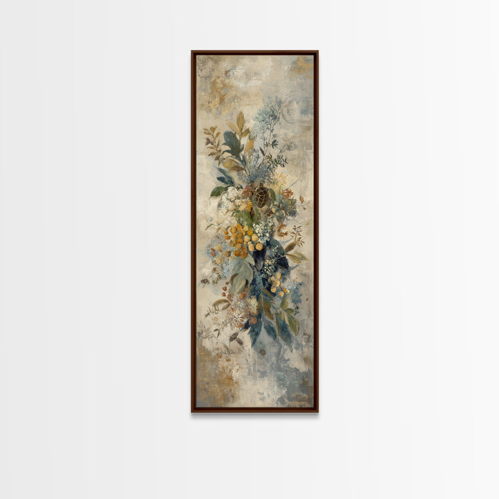 Turtle with Garden Growing on Shell Framed Canvas Print, Whimsical Art, Watercolor Art, Living Room Decor, Fine Art, Wonder, WHI-1x3-34