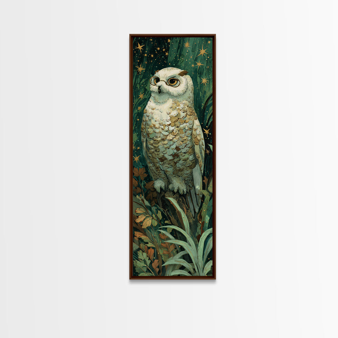 Owl Wearing Spectacles Among Stars Canvas Print, Whimsical Art, Neutral Decor, Living Room Decor, Fine Art, Wonder, Home Decor, WHI-1x3-42