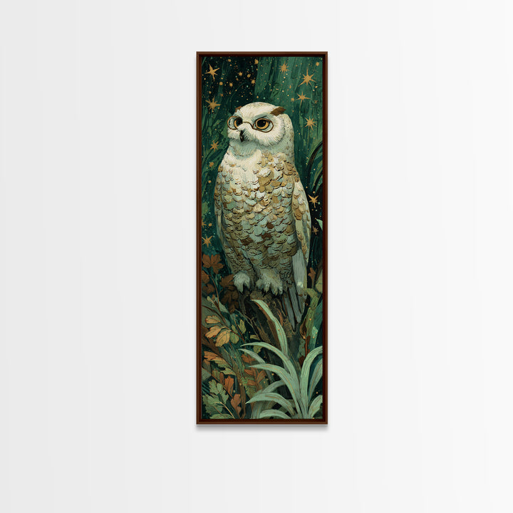 Owl Wearing Spectacles Among Stars Canvas Print, Whimsical Art, Neutral Decor, Living Room Decor, Fine Art, Wonder, Home Decor, WHI-1x3-42