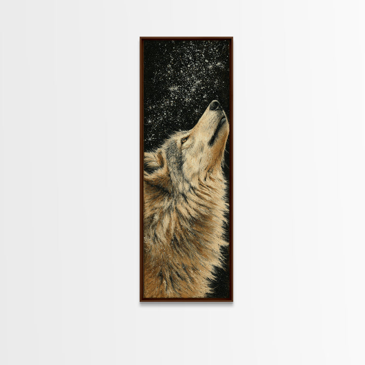 Bear Painting Stars Onto the Night Sky Framed Canvas Print, Whimsical Art, Wall Art, Living Room Decor, Oil Painting, Wonder, WHI-1x3-45