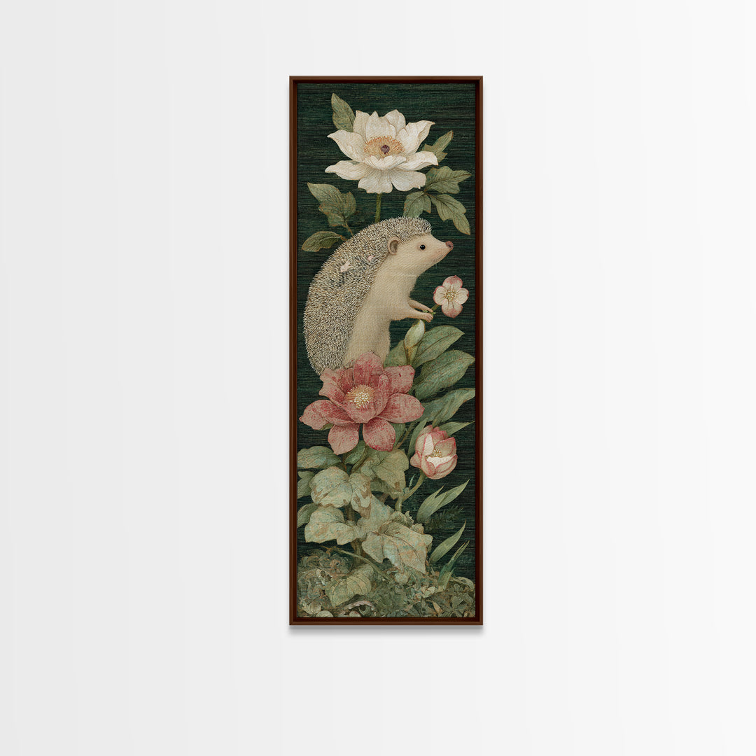 Hedgehog Carrying Wildflowers Canvas Print, Whimsical Art, Bird Art, Living Room Decor, Fine Art, Wonder, Textured Painting, WHI-1x3-51